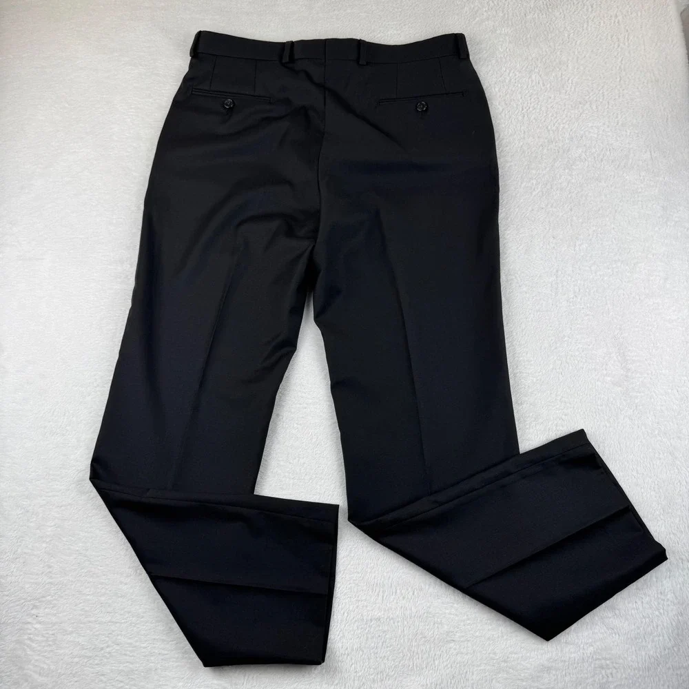 Lauren Ralph Lauren Dress Pants Mens 34x32 Black 100% Wool Natural Stretch Flat